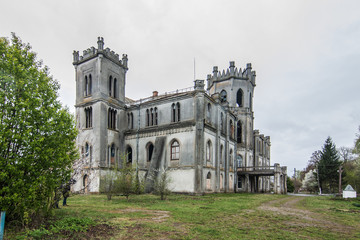 Fototapeta na wymiar Tereschenko Palace in neogothic style. Chervone, Zhytomyr oblast, Ukraine