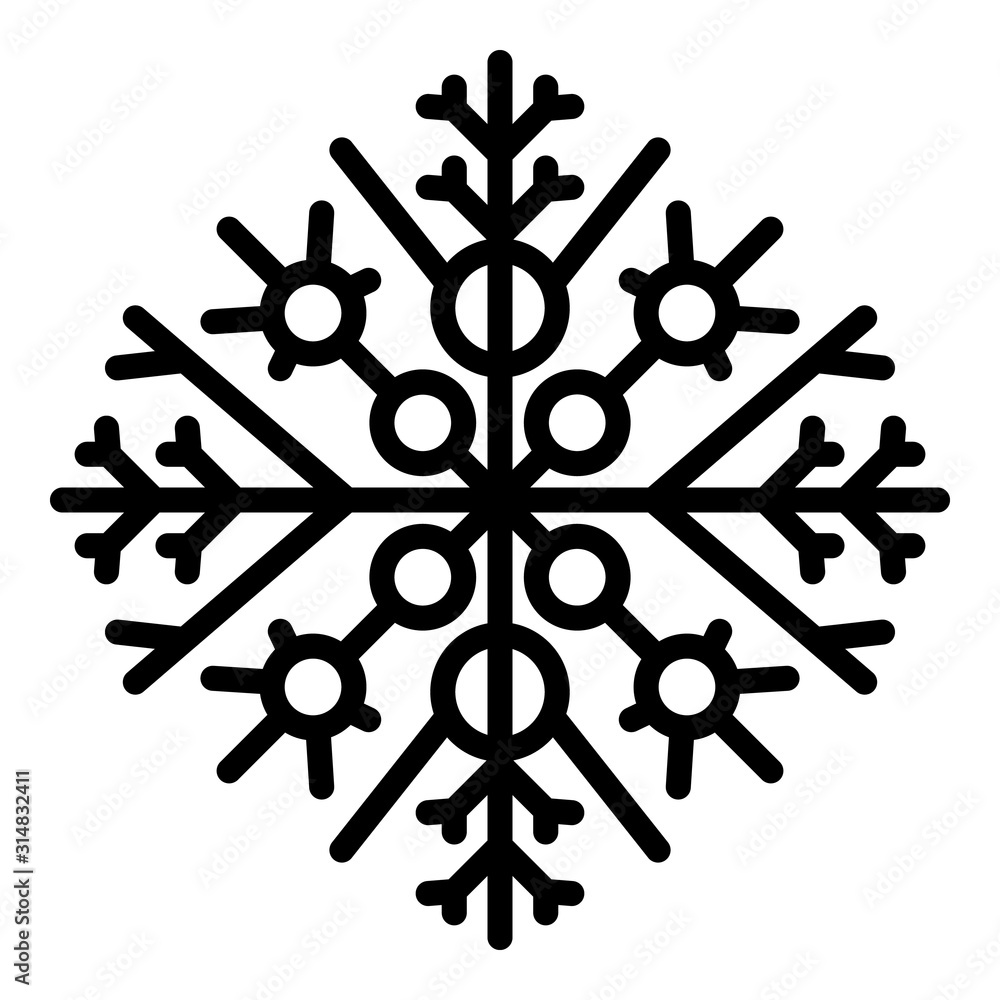 Poster december snowflake icon. outline december snowflake vector icon for web design isolated on white bac
