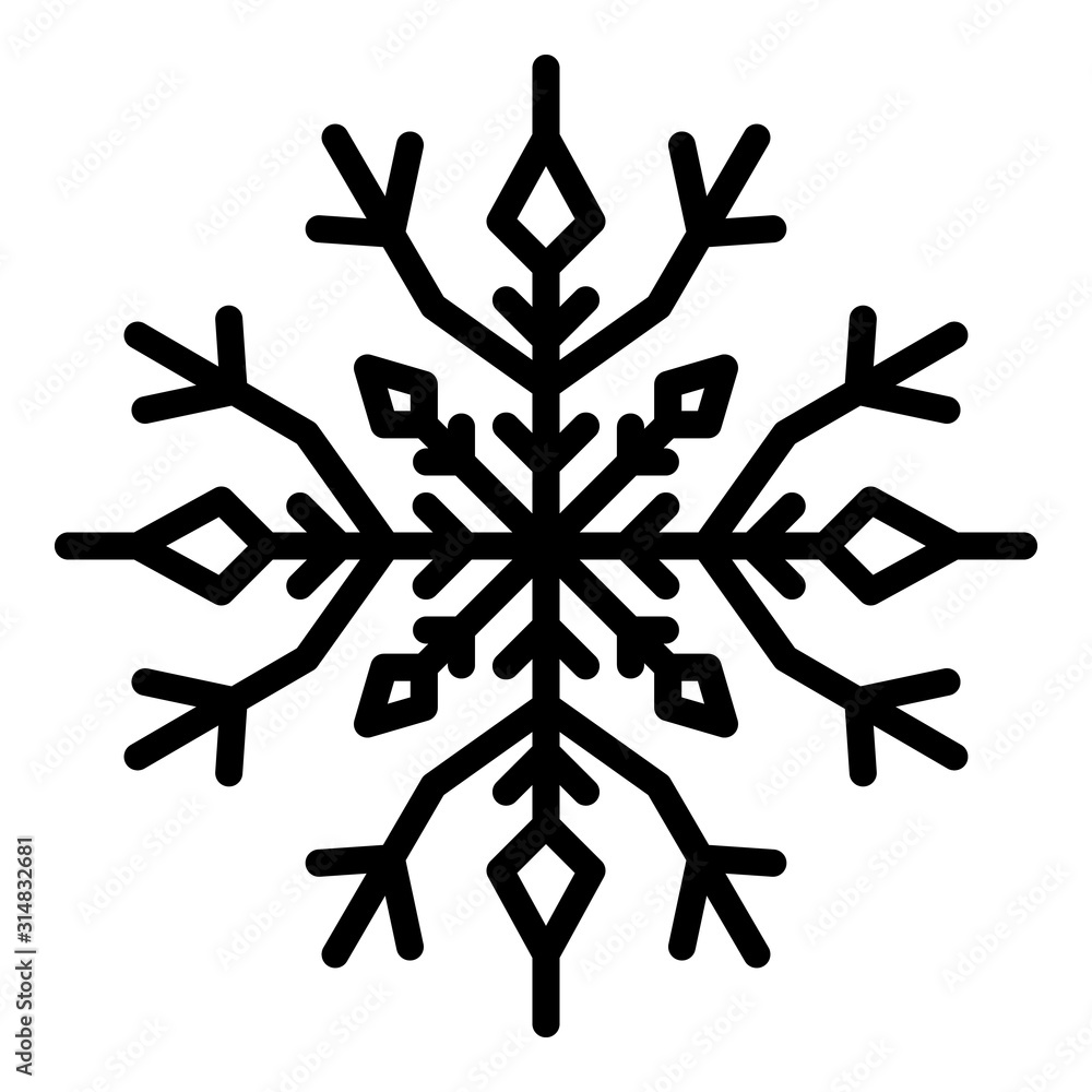 Wall mural linear snowflake icon. outline linear snowflake vector icon for web design isolated on white backgro - Wall murals
