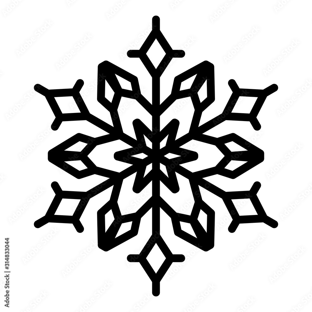 Poster beautiful snowflake icon. outline beautiful snowflake vector icon for web design isolated on white b
