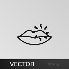 pain in the lips icon. Element of human body pain for mobile concept and web apps illustration. Thin line icon for website design and development, app development