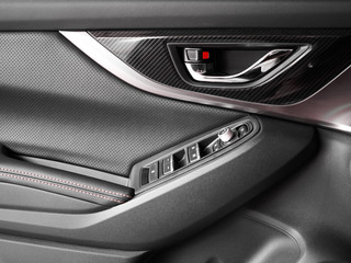 Close up door black interior of modern car