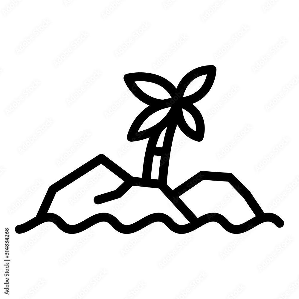 Poster island palm tree icon. outline island palm tree vector icon for web design isolated on white backgro