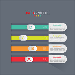 Business data visualization. Infographic element with icons and options or steps. Can be used for process, presentation, diagram, workflow layout, info graph, web design. Vector business template.