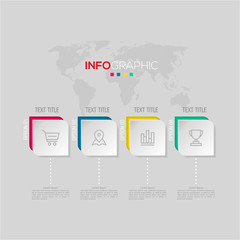 Business data visualization. Infographic element with icons and options or steps. Can be used for process, presentation, diagram, workflow layout, info graph, web design. Vector business template.