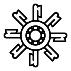 Obraz premium Water mill wheel icon. Outline water mill wheel vector icon for web design isolated on white background