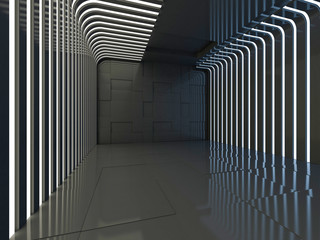 Abstract dark modern architecture background. 3D