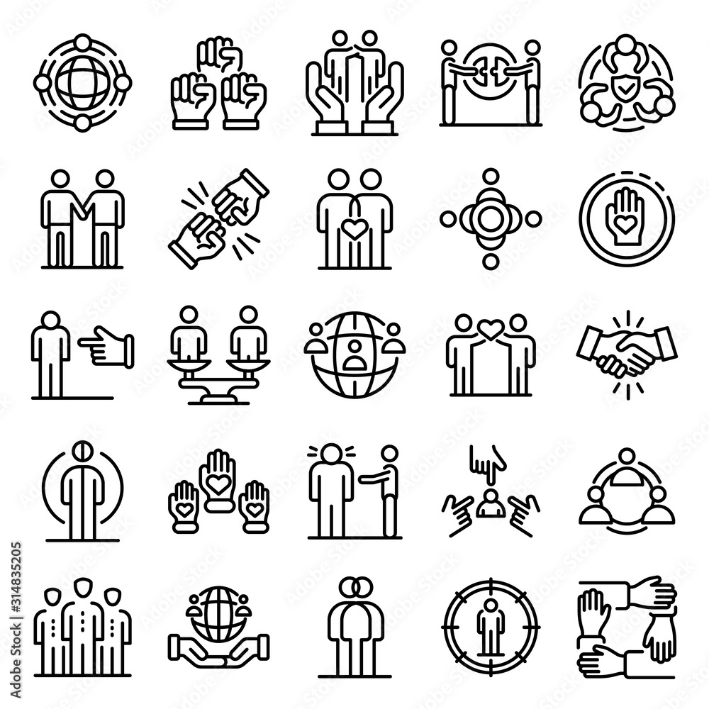 Poster racism icons set. outline set of racism vector icons for web design isolated on white background