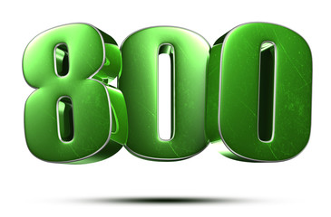 3D illustration Number 800 green on a white background.(with Clipping Path).