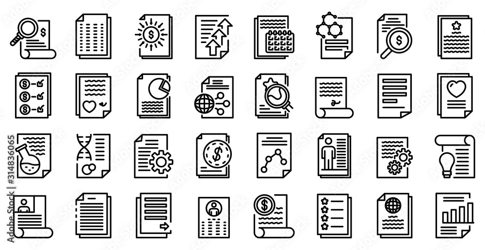 Aufkleber reporter icons set. outline set of reporter vector icons for web design isolated on white background