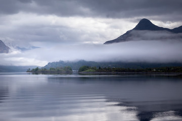 mist and mountains at loch Leven