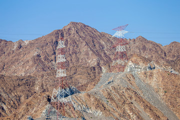 power lines and repeaters in the mountains near Fujairah