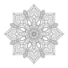 Abstract round ornament. Mandala style ornament for coloring books. Decorative elements hand drawn.