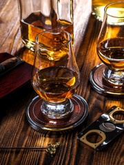 Two glencairn glasses of whisky