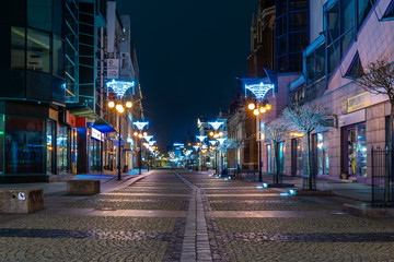 Fototapeta na wymiar The historic capital of Lower Silesia, the city of Wroclaw on January night.