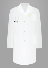 White medical coat with stethoscope. vector