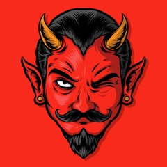 wicked red devil logo illustration
