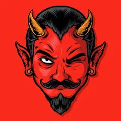 Fotobehang wicked red devil logo illustration © InksyndromeArtwork