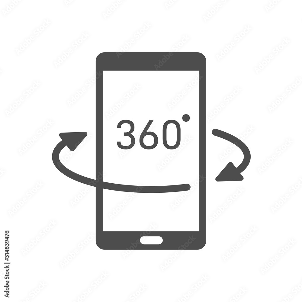 Poster 360 view vector icon isolated on white background. vr and ar technology on smartphone. augmented rea