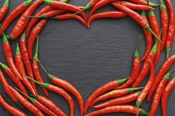 Hot red pepper. Chilean pepper on a black.