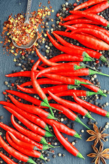 Hot red pepper. Chilean pepper on a black.