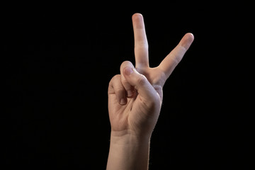 hand isolated on black background