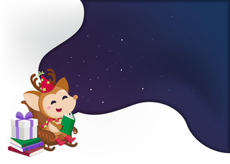 Obraz na płótnie Canvas Merry Christmas greeting card. Cute character design for Christmas festive. Christmas template