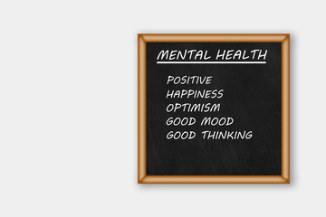 Mental Healthy Concept. Board with text MENTAL HEALTH.