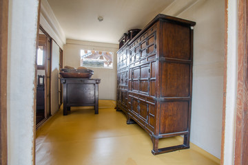 Inside the Old House at Namsangol Hanok Village in Seoul South Korea.