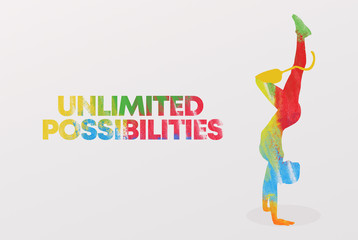 Sporty woman with leg prosthesis standing on hands