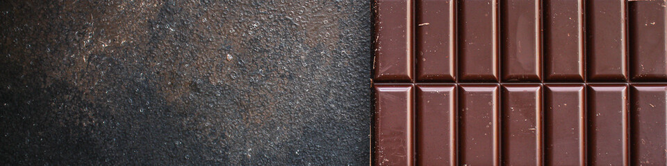 chocolate (delicious cocoa dessert, pieces of sweets) menu concept. food background. top view. copy space