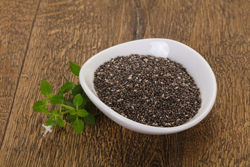 Dietary Chia seeds in the bowl