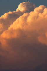 View of the clouds lit by the sunset