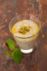Pudding with chia and passion fruit