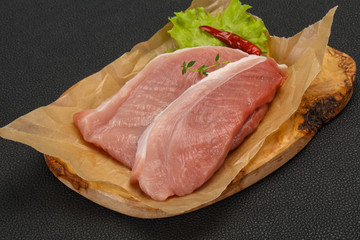 Juicy raw pork steak meat