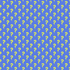 Seamless abstract background with yellow question marks on a blue background