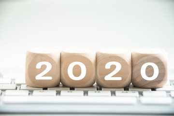 Wood block 2020 on table