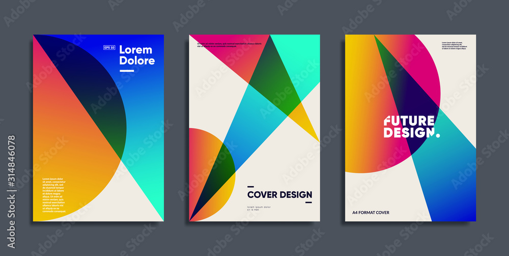 Poster minimal covers set. simple gradient shapes composition. eps10 vector.