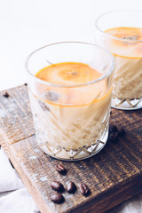 Coffee ice cubes with milk