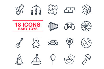 Set baby toys icon template color editable. feeding and care element pack symbol vector sign isolated on white background illustration for graphic and web design.