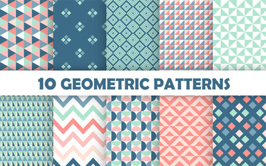 Set of geometric seamless pattern.