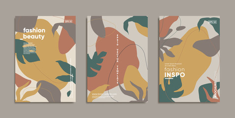 Tropic minimal cover templates. Invitation cards. Eps10 vector. 
