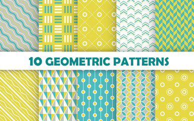 Set of geometric seamless pattern.