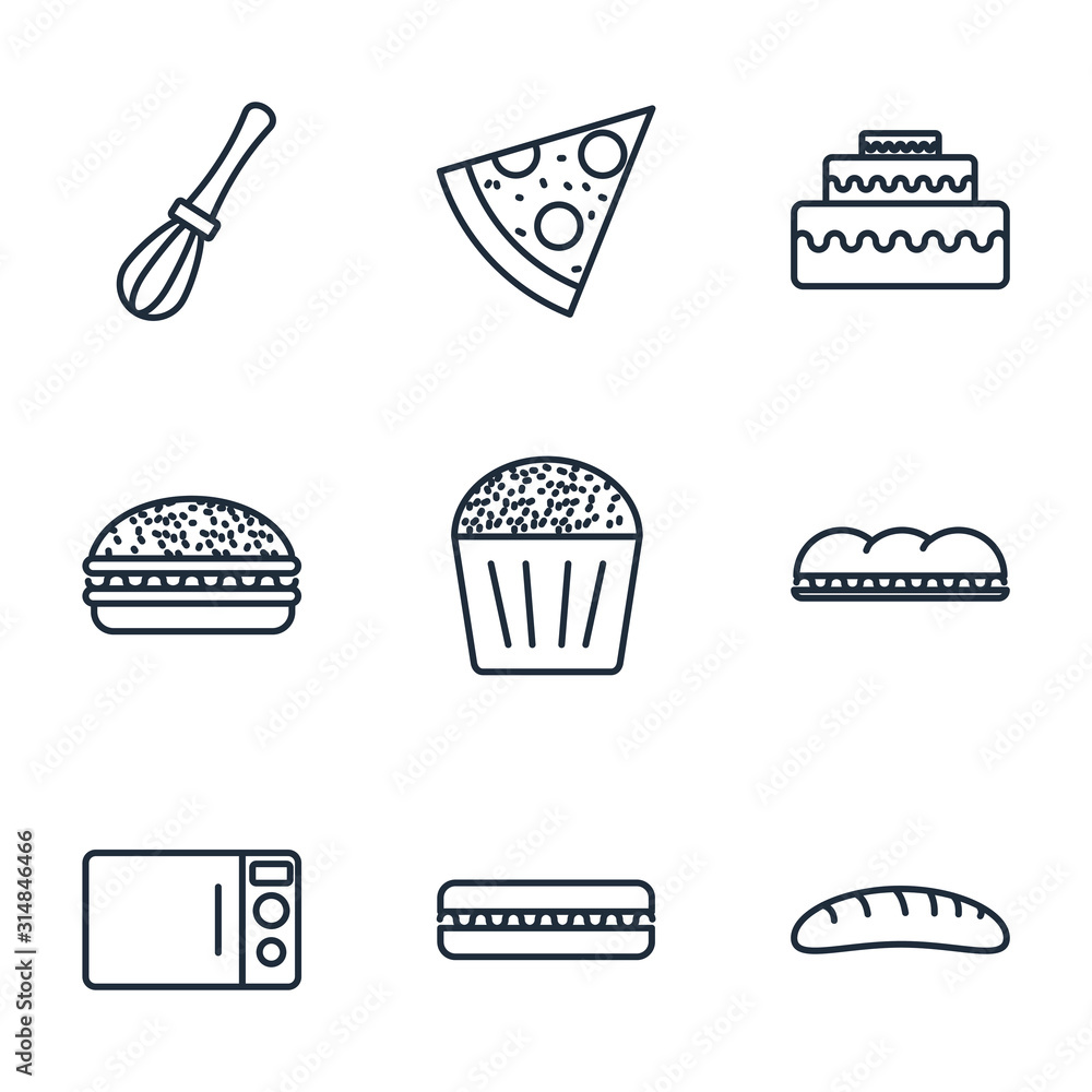 Poster Set Bakery icon template color editable. Bakery shop elements pack symbol vector sign isolated on white background illustration for graphic and web design.