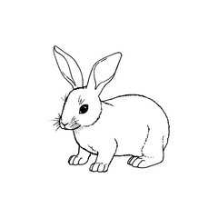 Hand drawn rabbit. Vector black white sketch.
