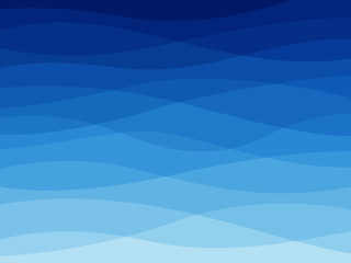 Abstract blue wave. Water waves, flowing wavy lines, dynamic sea elements, ocean or river wallpaper design. Vector background © YummyBuum