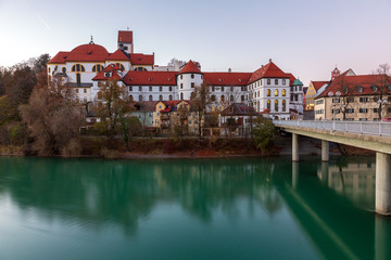 Fototapeta na wymiar Panoramic view of old town Fuessen, Bavaria Germany