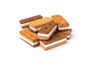Sandwich of cookies with souffle isolated on white background.