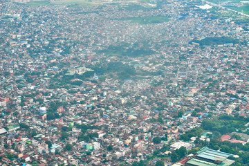 Drone view of slums in Metro Manila - Philippines