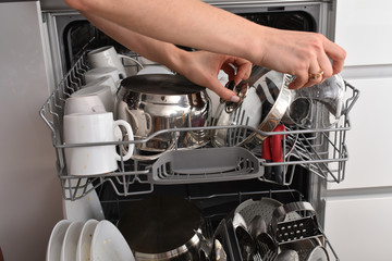 Dirty dishes in the dishwasher
